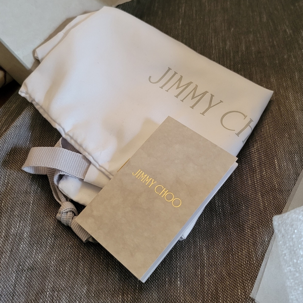 New Jimmy Choo Crystal Rhinestones Suede Mules Block Sandals Size 6.5/7. - Picture 12 of 12